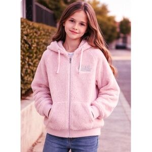 NWT MV SPORT PINK FLEECE HOODIE JACKET SIZE S
